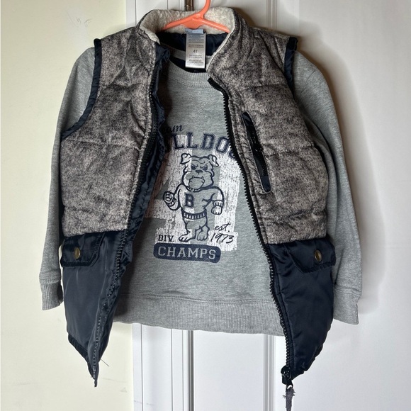 Little Lad Puffer Vest 4T and Cherokee Sweatshirt 5T - Picture 3 of 7